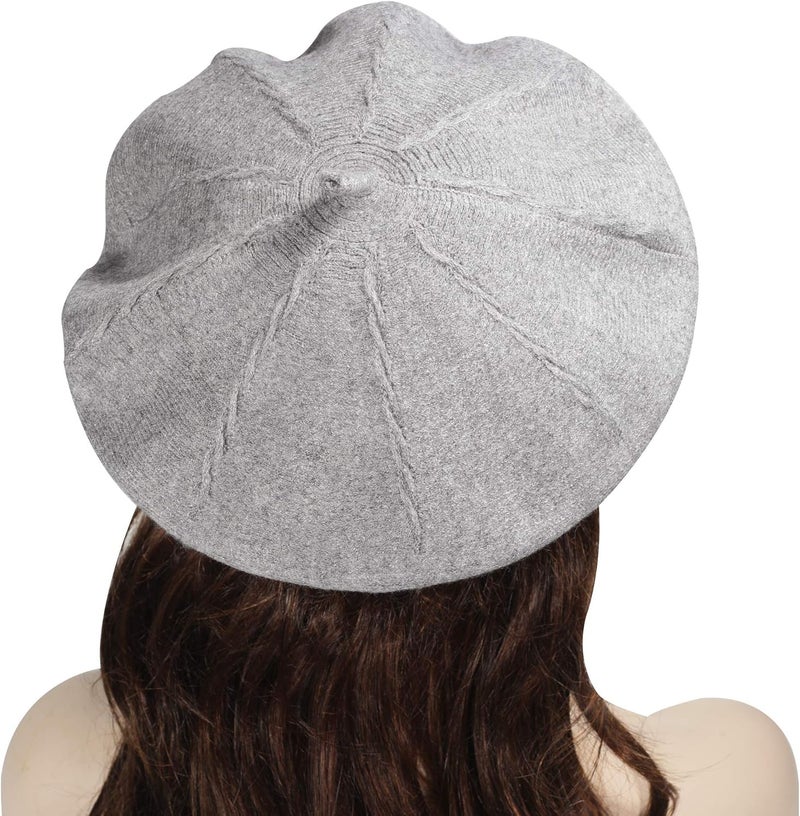 ZLYC French Beret hat, Reversible Solid Color Knit Warm Beret Cap for Womens Girls - Image 3